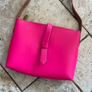 J Crew Hot Pink Leather Cross Body